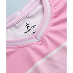 Pine Active Knit Drop Shoulder Sleeves T-Shirt With 32 Print - Pink