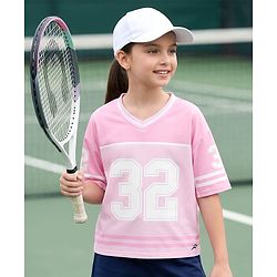 Pine Active Knit Drop Shoulder Sleeves T-Shirt With 32 Print - Pink