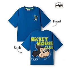 Pine Kids Disney Single Jersey Knit Half Sleeve T-Shirt with Front & Back Mickey Mouse Graphics -  Blue