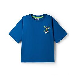 Pine Kids Disney Single Jersey Knit Half Sleeve T-Shirt with Front & Back Mickey Mouse Graphics -  Blue