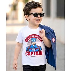 Pine Kids Marvel 100% Cotton Knit Half Sleeves Shirt & T-Shirt With Avengers Graphics - Multicolour