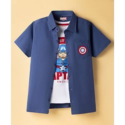 Pine Kids Marvel 100% Cotton Knit Half Sleeves Shirt & T-Shirt With Avengers Graphics - Multicolour