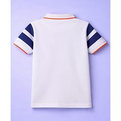 Pine Kids Cotton Knit Half Sleeves T-Shirt With Stripes - White
