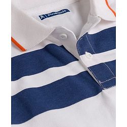 Pine Kids Cotton Knit Half Sleeves T-Shirt With Stripes - White