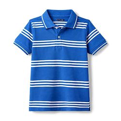 Pine Kids Cotton Knit T-Shirts Striped Half Sleeves Polo Neck  Blue 4-5 Years