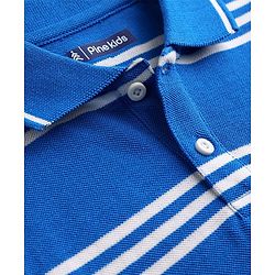 Pine Kids Cotton Knit T-Shirts Striped Half Sleeves Polo Neck  Blue 4-5 Years