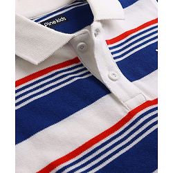 Pine Kids Cotton Knit T-Shirt Striped Polo Neck Half Sleeves Multi Color 5-6 Years