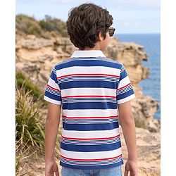 Pine Kids Cotton Knit T-Shirt Striped Polo Neck Half Sleeves Multi Color 5-6 Years