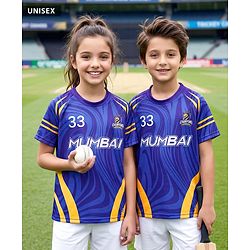 Pine Active Knit Half Sleeves Mumbai IPL Jersey T-Shirt - Blue