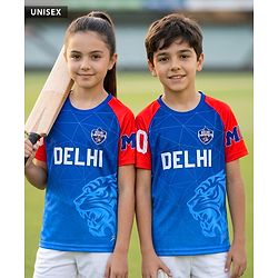 Pine Active Knit Half Sleeves Delhi IPL Jersey Printed T-Shirt - Blue