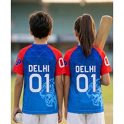 Pine Active Knit Half Sleeves Delhi IPL Jersey Printed T-Shirt - Blue