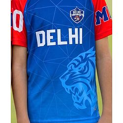 Pine Active Knit Half Sleeves Delhi IPL Jersey Printed T-Shirt - Blue