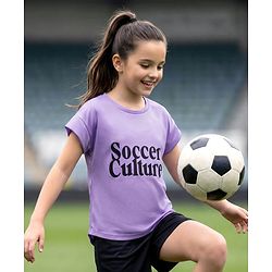 Pine Active Knit Half Sleeves T-Shirt With Soccer Culture Print -Lavender