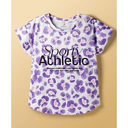 Pine Active Knit Half Sleeves T-Shirt With Sporty Athletic Print - White