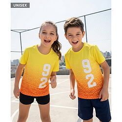 Pine Active Knit Half Sleeves T-Shirt With Number Print - Yellow