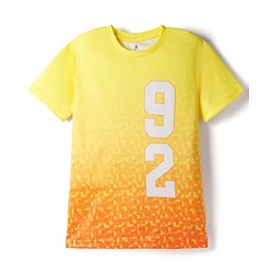 Pine Active Knit Half Sleeves T-Shirt With Number Print - Yellow