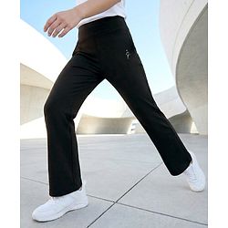 Pine Active Knit Full Length 4 Way Stretch Aero Soft Straight Solid Leggings - Black