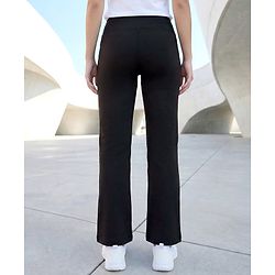 Pine Active Knit Full Length 4 Way Stretch Aero Soft Straight Solid Leggings - Black