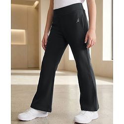 Pine Active Knit Full Length Solid 4 Way Stretch Flared Leggings - Black