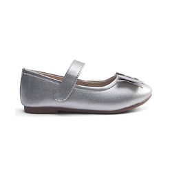 Pine Kids Velcro Closure Ballerina With Bow Applique - Silver