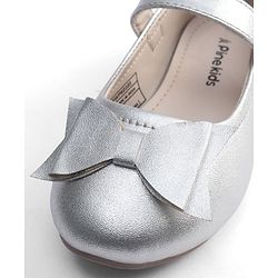 Pine Kids Velcro Closure Ballerina With Bow Applique - Silver