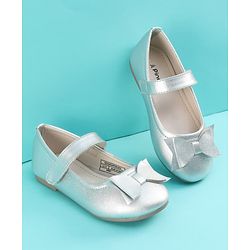 Pine Kids Velcro Closure Ballerina With Bow Applique - Silver