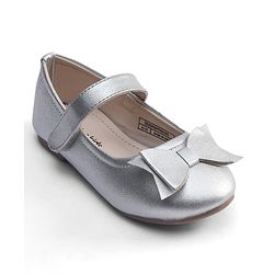 Pine Kids Velcro Closure Ballerina With Bow Applique - Silver