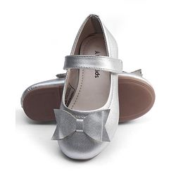 Pine Kids Velcro Closure Ballerina With Bow Applique - Silver