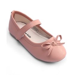Pine Kids Velcro Closure Ballerina With Bow Applique - Pink
