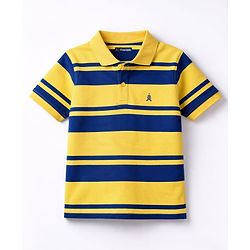 Pine Kids Cotton Knit Half Sleeves Striped Polo T-Shirt - Multicolor