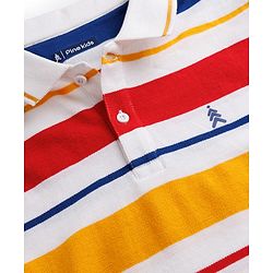 Pine Kids Cotton Knit T-Shirts Striped Polo Neck Half Sleeves Multi Color 4-5 Years