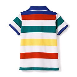 Pine Kids Cotton Knit T-Shirts Striped Polo Neck Half Sleeves Multi Color 4-5 Years