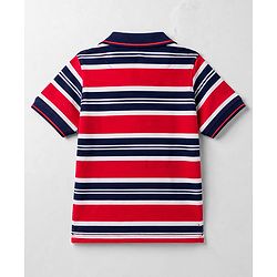 Pine Kids Cotton Knit Half Sleeves Striped Polo T-Shirt - Multicolor