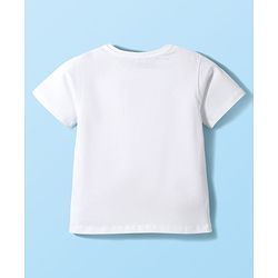 Pine Kids Cotton Knit Half Sleeves T-Shirt With Eiffel Tower Print - White