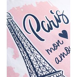 Pine Kids Cotton Knit Half Sleeves T-Shirt With Eiffel Tower Print - White