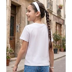 Pine Kids Cotton Knit Half Sleeves T-Shirt With Eiffel Tower Print - White