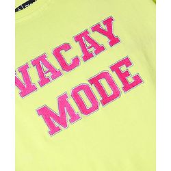Pine Kids Cotton Knit Half Sleeves T-Shirt With Text Print - Limegreen