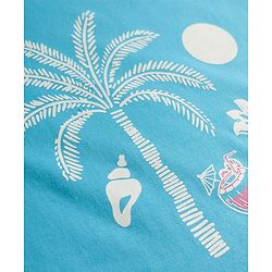 Pine Kids Cotton Knit Half Sleeves T-Shirt With Tree Print - Blue