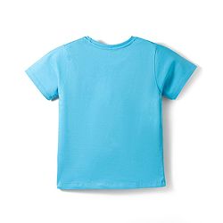 Pine Kids Cotton Knit Half Sleeves T-Shirt With Tree Print - Blue