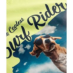 Pine Kids Cotton Knit Half Sleeves T-Shirts with Surf Rider Doggo Graphic Print - Limegreen
