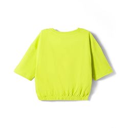 Pine Kids Cotton Knit Drop Shoulder Half Sleeves T-Shirt with Keep It it Real Print - Lime Green