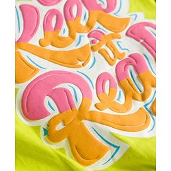 Pine Kids Cotton Knit Drop Shoulder Half Sleeves T-Shirt with Keep It it Real Print - Lime Green