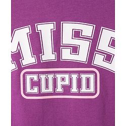 Pine Kids Cotton Knit Half Sleeves T-Shirt With Text Print - Purple