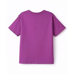 Pine Kids Cotton Knit Half Sleeves T-Shirt With Text Print - Purple