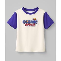 Pine Kids Cotton Knit T-Shirts Half Sleeves Round Neck Graphic Print White 4-5 Years
