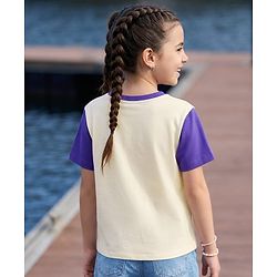 Pine Kids Cotton Knit T-Shirts Half Sleeves Round Neck Graphic Print White 4-5 Years