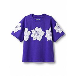 Pine Kids Cotton Knit T-Shirts with Floral Print Purple 4-5 Years