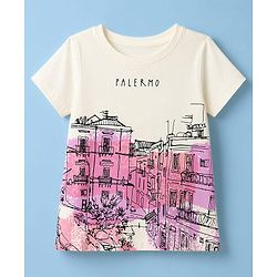 Pine Kids Cotton Knit T-Shirts with Graphic Print Half Sleeves Round Neck White 4-5 Years