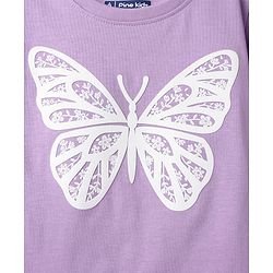 Pine Kids Cotton Knit T-Shirt Round Neck Half Sleeves Butterfly Print Lavender 4-5 Years