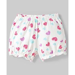 Pine Kids Cotton Lycra Knit Hearts Printed Bloomers Pack Of 3 ( Colour May Vary )